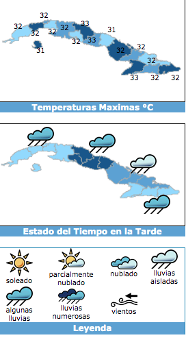 El tiempo en Cuba hoy 